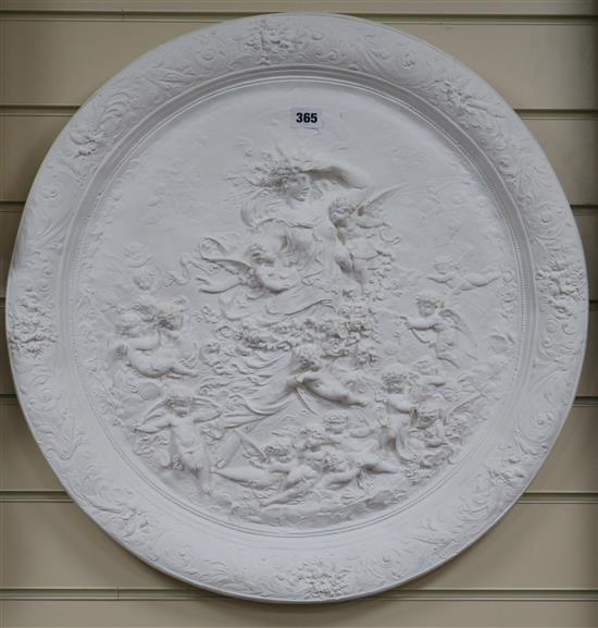 Two plaster panels decorated with angels and cherubs